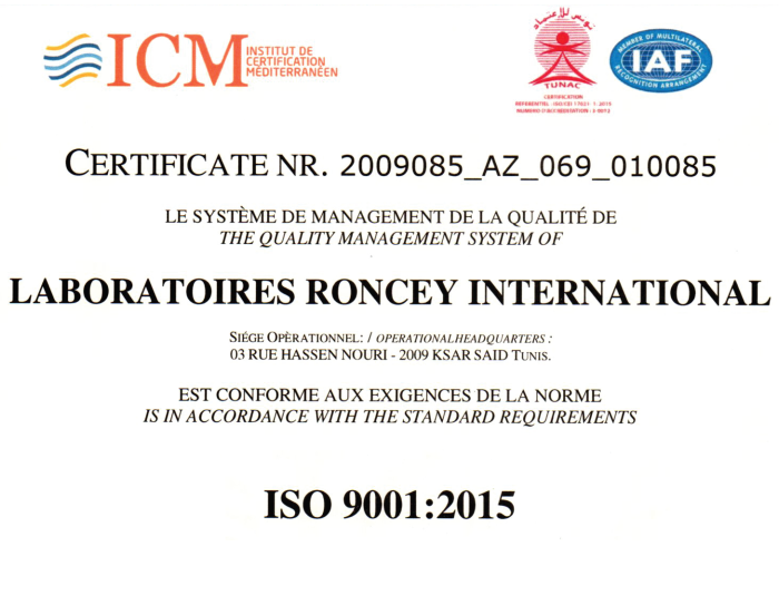 iso certificat roncey